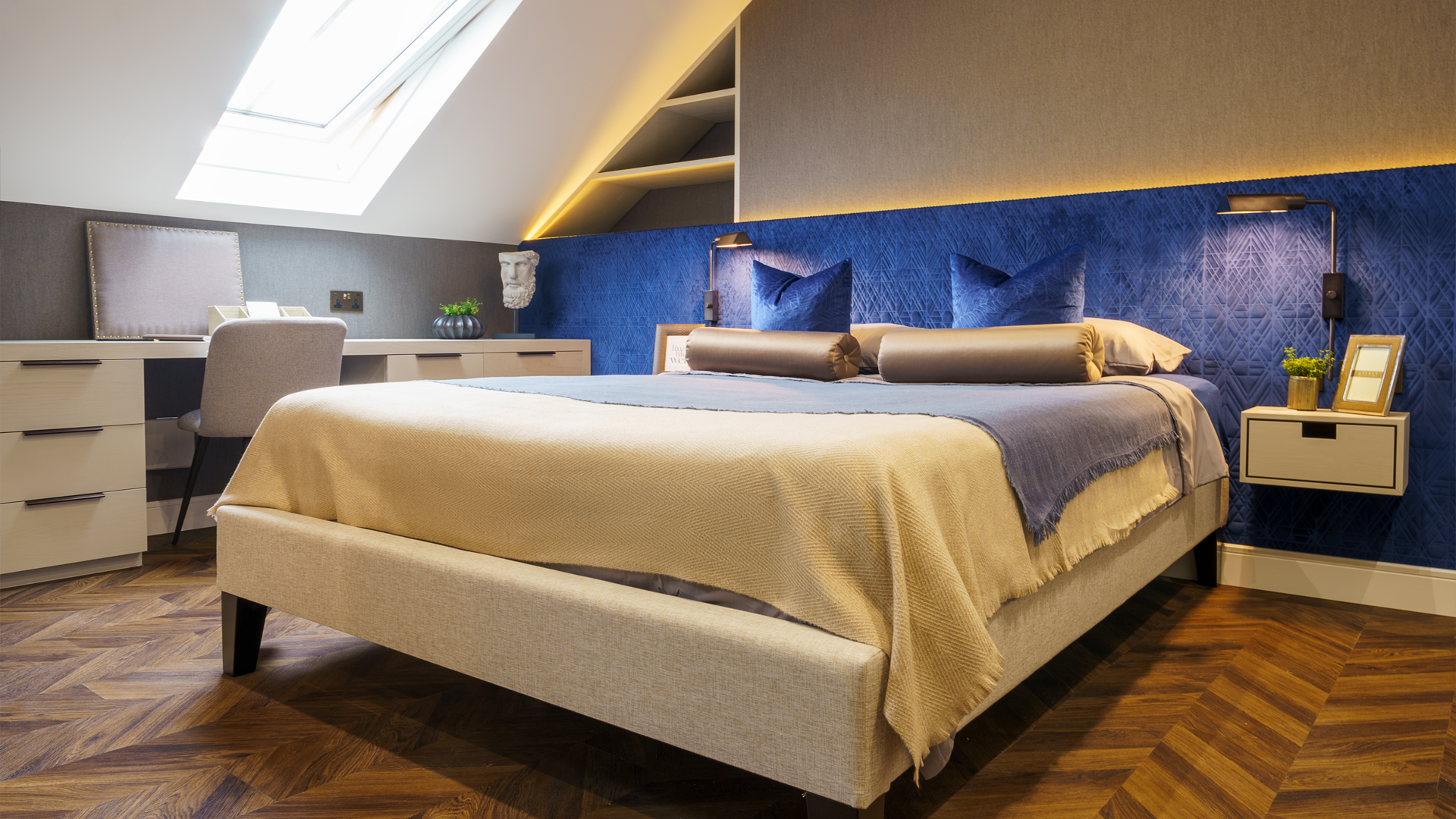 cardiff bay duplex apartment master bedroom bed