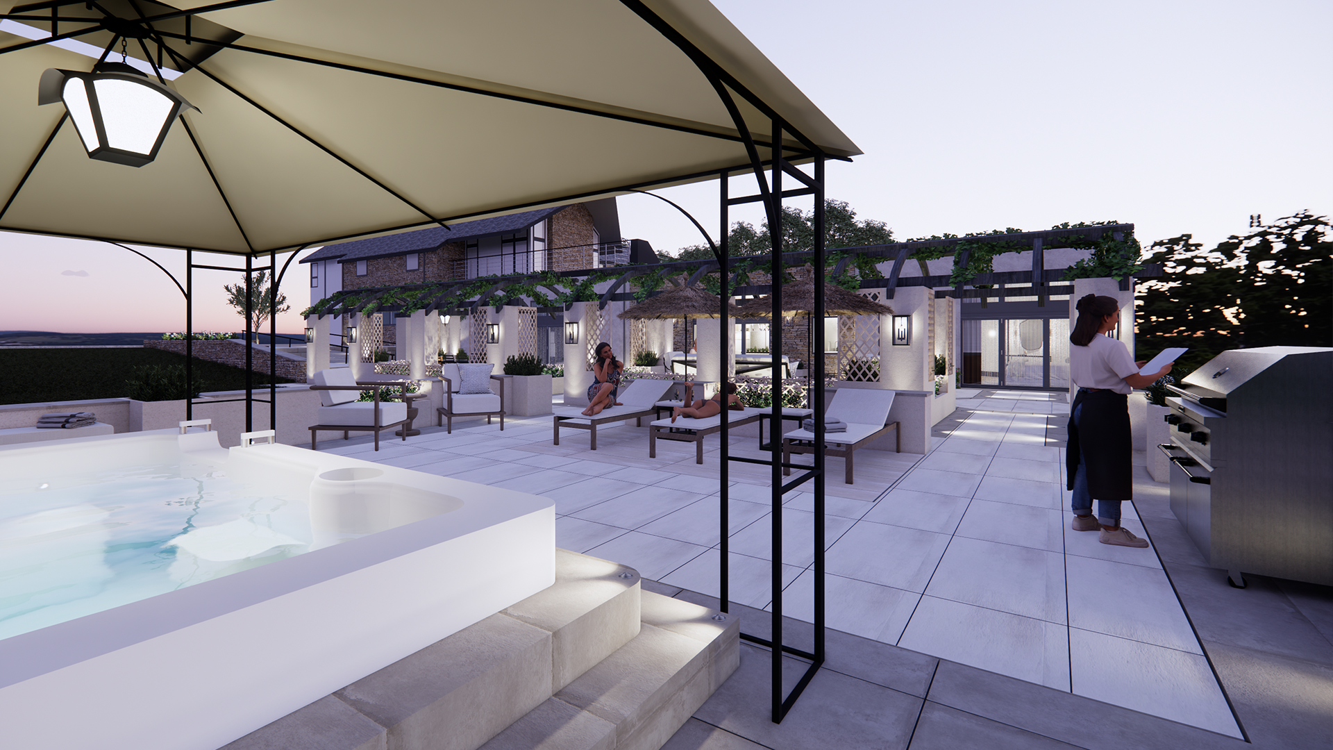 cardiff luxury home front garden jacuzzi area