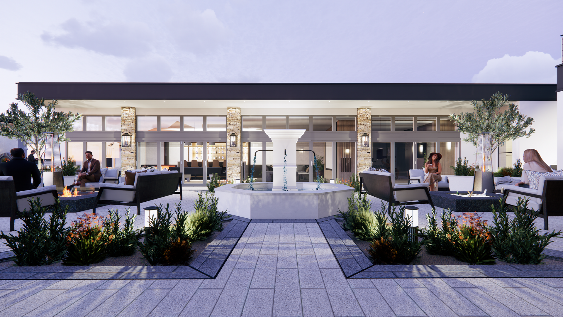 cardiff luxury home patio fountain