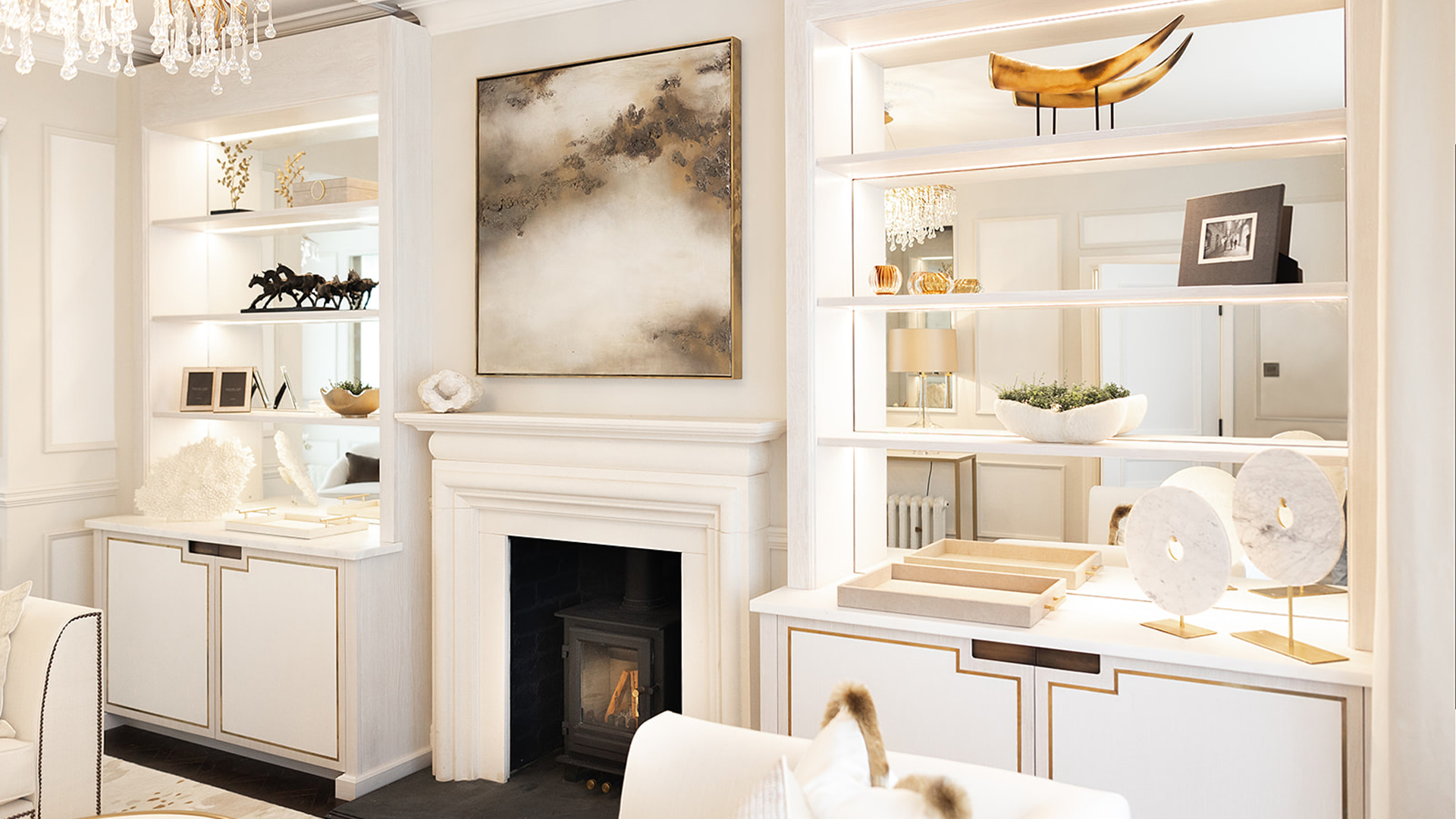 formal drawing room fireplace wall