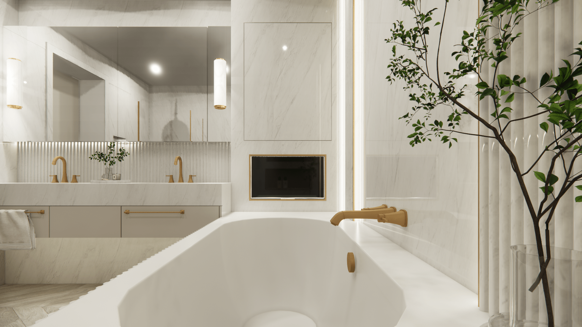 penarth master suite en suite tv wall
